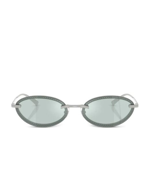 Jimmy Choo Gray Beaded Oval-Frame Sunglasses
