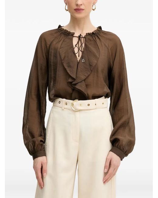 Guess Natural Ruffled Tie-Fastening Blouse