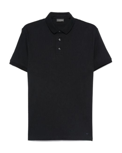 Emporio Armani Black Cotton Short-Sleeve Polo Shirt for men