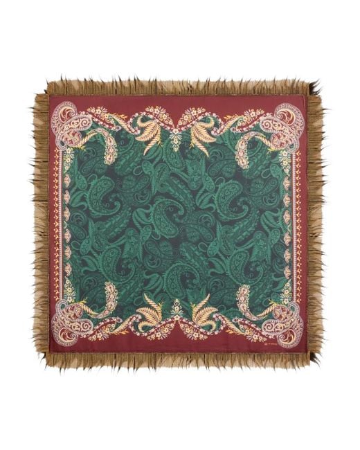 Etro Sjaal Met Franje En Paisley-Print in het Green