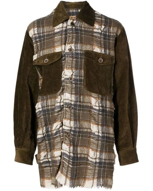 Uma Wang Black Juan Panelled Plaid Jacket for men
