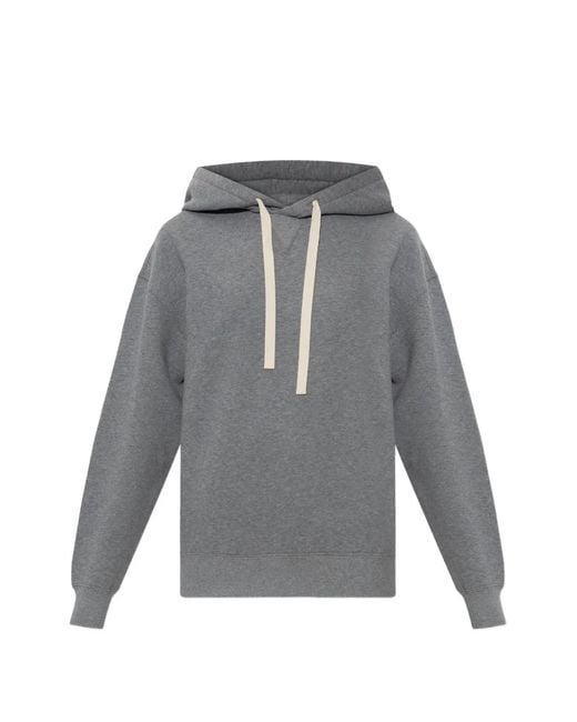Jil Sander Gray Logo-Print Drawstring Hoodie