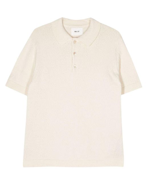 NN07 White Randy Knitted Polo Shirt for men