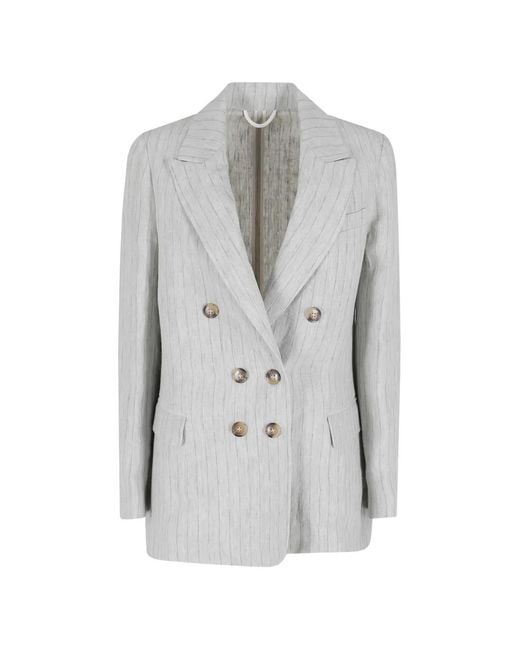 Kiltie Gray Pinstripe Double-Breasted Blazer