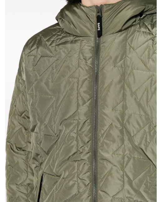 A Bathing Ape Green Hooded Quilted Padded Jacket for men