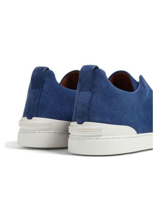 Zegna Triple Stitch Suède Sneakers in het Blue voor heren