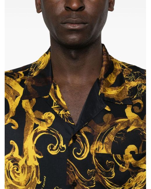 Camisa Watercolour Couture Versace de hombre de color Black