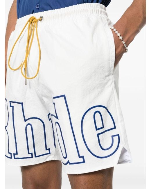 Pantalones cortos de chándal con logo Rhude de hombre de color White