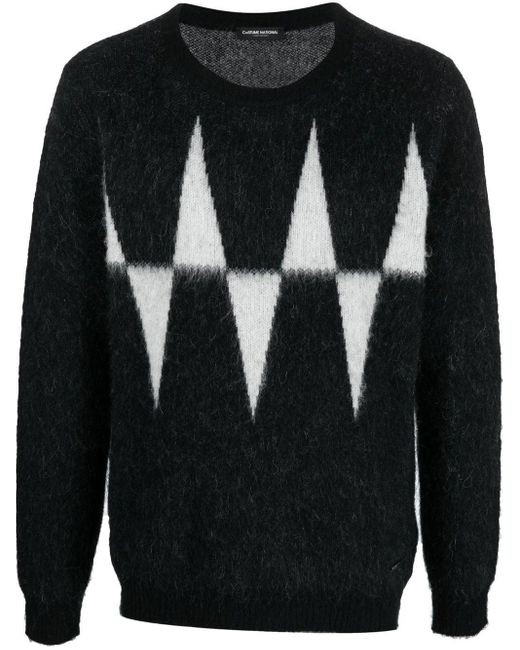 CoSTUME NATIONAL Black Intarsia-knit Jumper for men