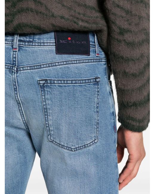 Kiton Jeans Met Toelopende Pijpen in het Blue voor heren
