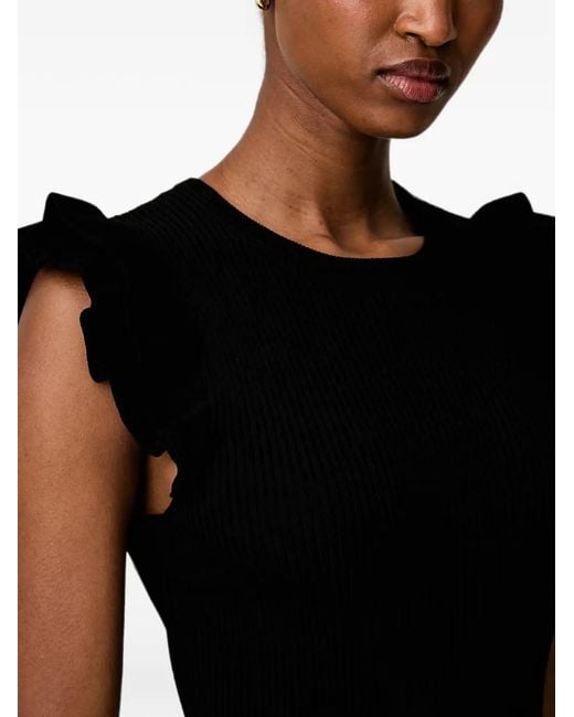MICHAEL Michael Kors Black Ruffled Ribbed-Knit Dress