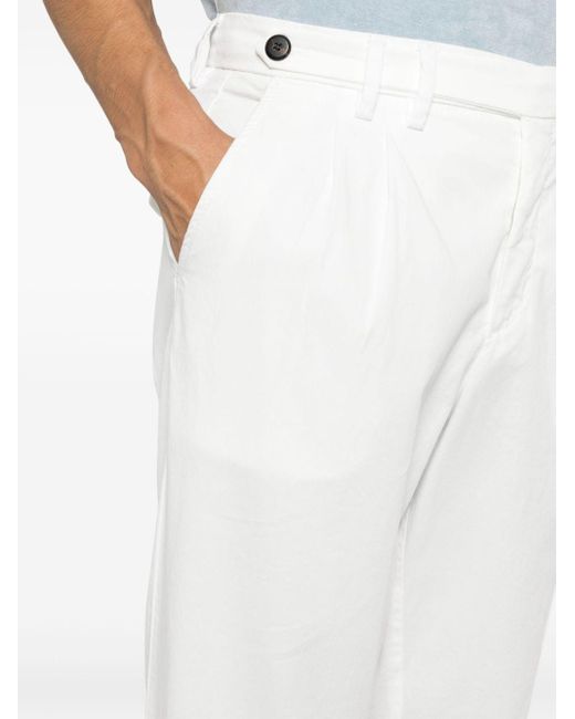 Eleventy White Mid-waist Tapered Trousers for men