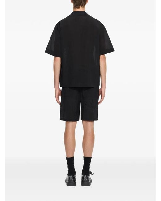 Off-White c/o Virgil Abloh Black Handstyle Logo Organza Bowling Shirt for men