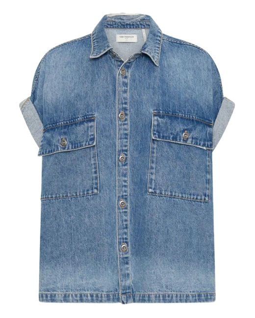 One Teaspoon Blue Buttoned Flap-Pocket Shirt
