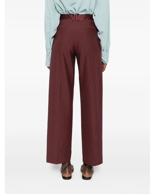 Forte_forte Red Satin-Waistband Pressed-Crease Trousers