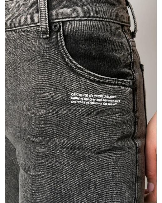 Off-White c/o Virgil Abloh Gray Cropped Leg Mid-Rise Jeans