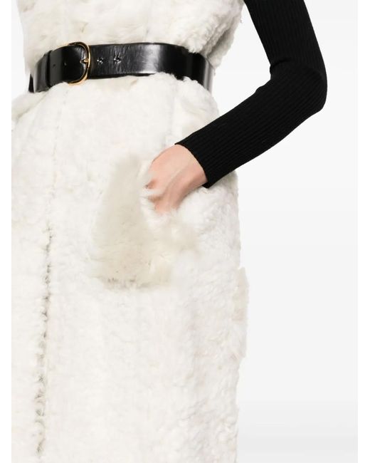 Chloé White Patchwork Shearling Gilet