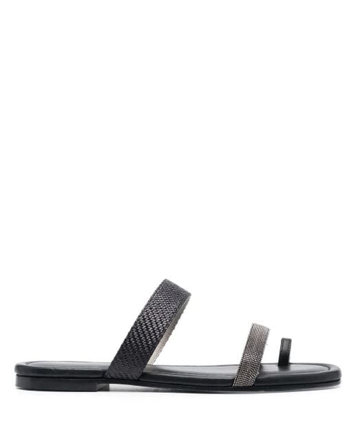 Fabiana Filippi White Luxurious Leather Slippers For