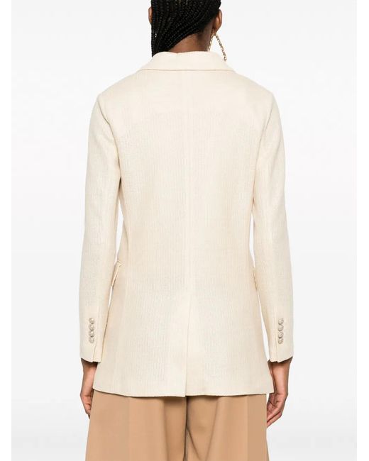 Circolo 1901 Natural Double-Breasted Textured Blazer