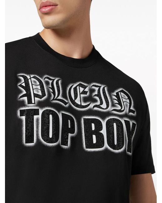 Philipp Plein Black Crystal-Embellished Cotton T-Shirt for men