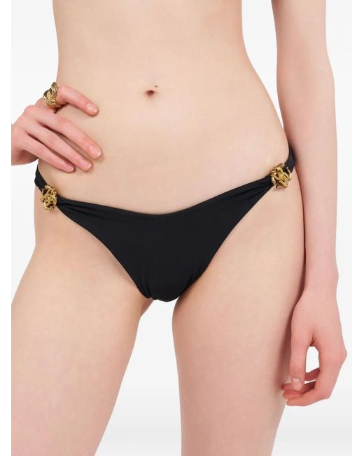 Roberto Cavalli Black Logo-Detail Bikini Bottoms