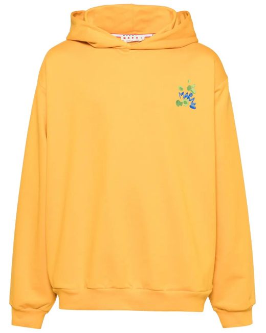 Felpa Con Stampa Dripping di Marni in Yellow da Uomo