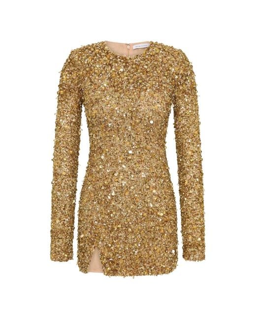 Rachel Gilbert Natural Phillipe Sequin-Embellished Mini Dress