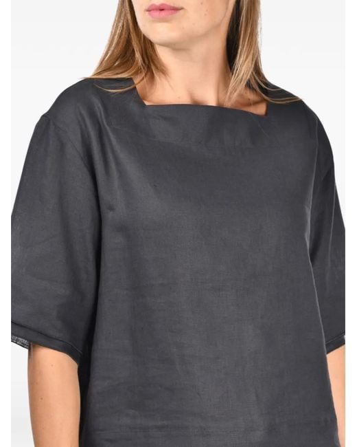 Gran Sasso Gray Square-Neck Blouse