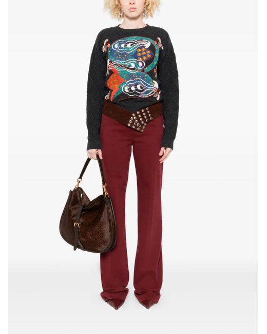 Etro Black Embroidered Cable-Knit Sweater