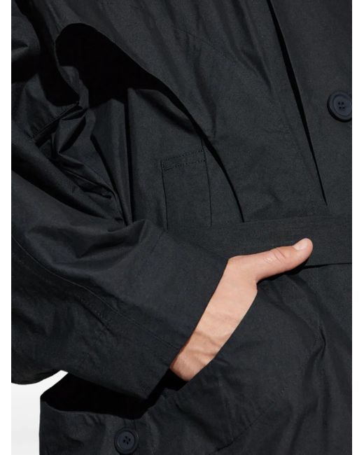Homme Plissé Issey Miyake Black Cavity Belted Buttoned Coat for men