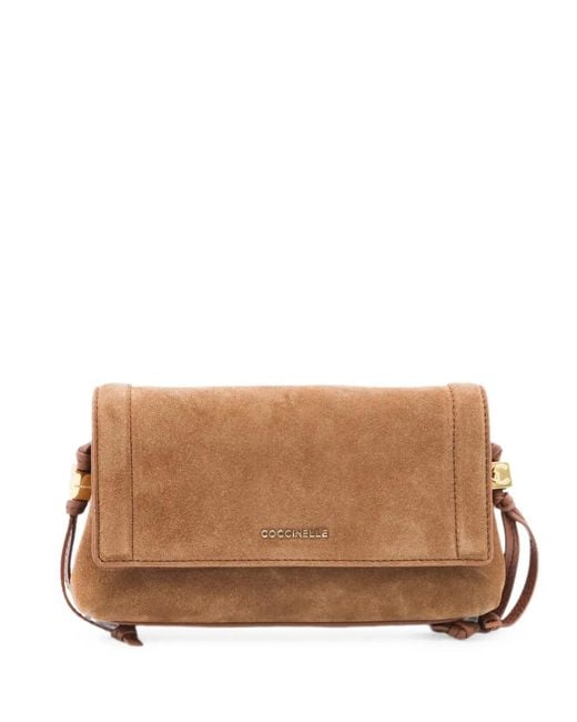 Coccinelle Brown Mini Thess Suede Leather Shoulder Bag