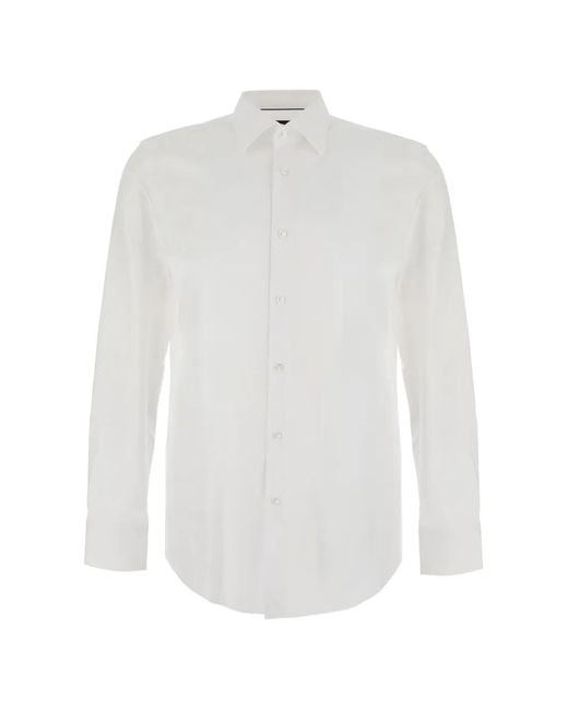 Boss White Classic-Collar Button-Up Shirt for men