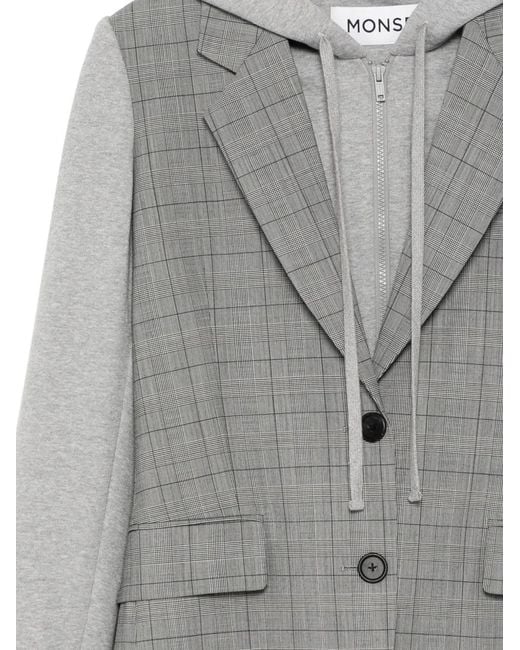 Monse Gray Deconstructed Combo Hoodie Jacket