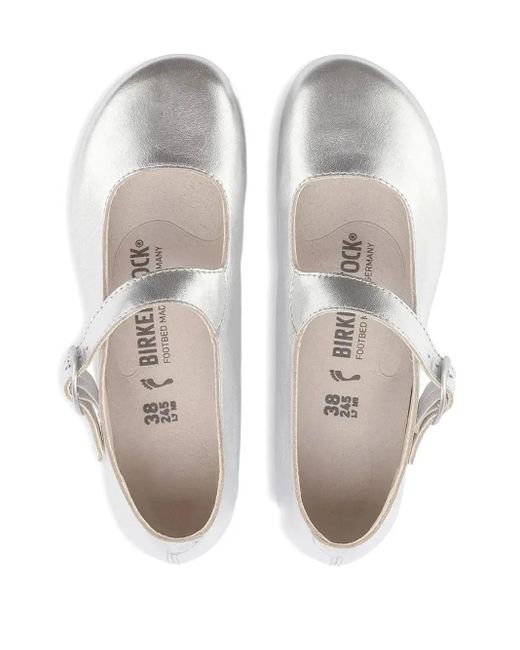 Birkenstock White Tracy Metallic Ballet Flats