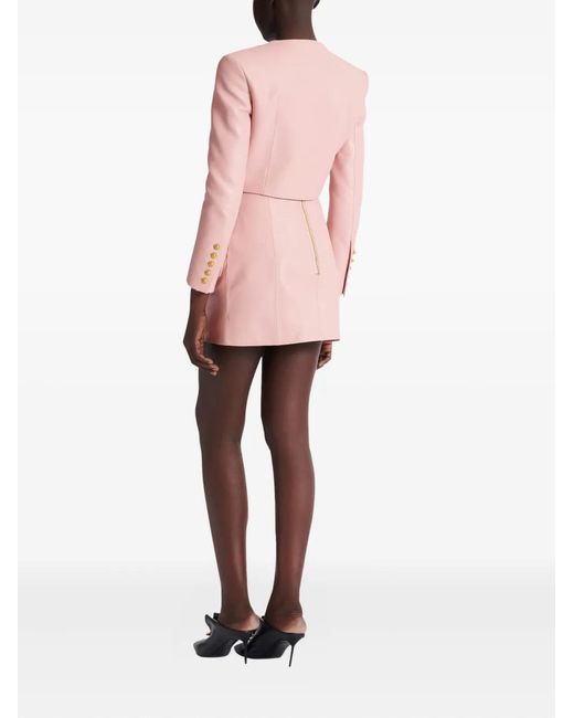 Balmain Pink Buttoned Mini Skirt