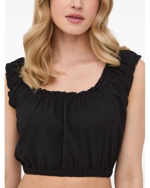 The Kooples Black Ruffled-Trims Sleeveless Top