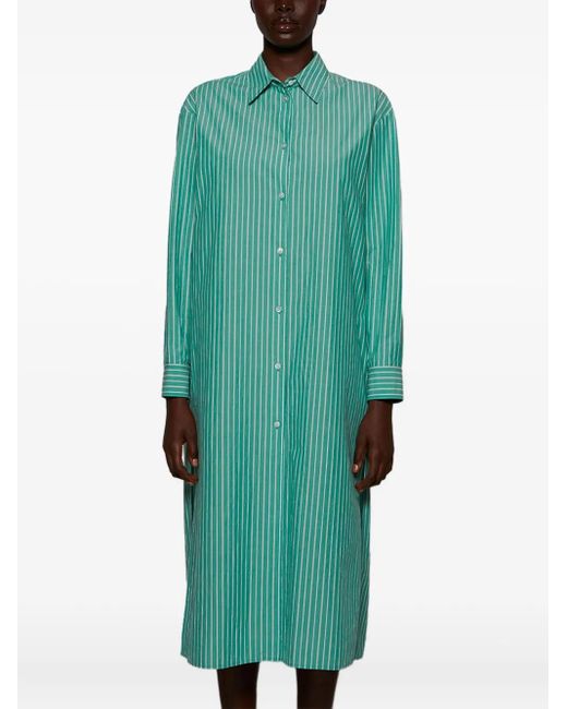 The Row Green Striped Shirt Dress