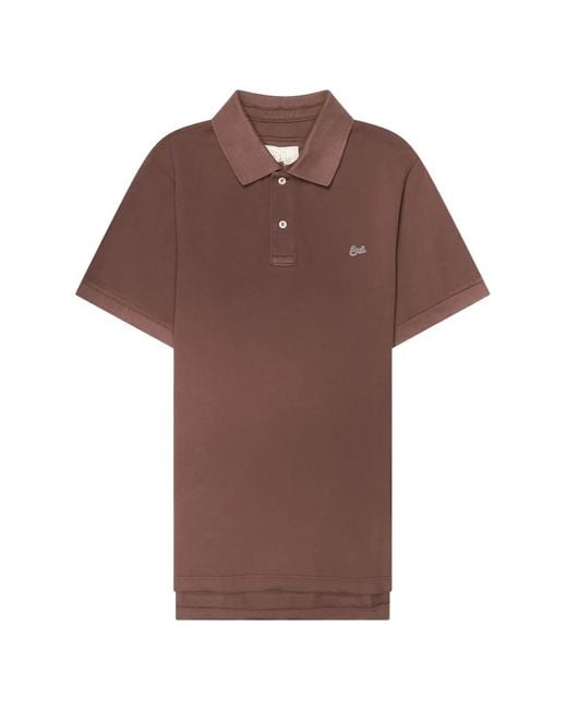 ERL Brown Logo-Embroidered Polo Shirt for men