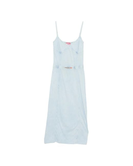 DIESEL Blue Midi Dress With Spaghetti Straps