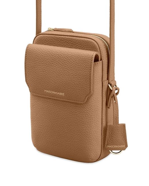 Maison De Sabre Brown Leather Zip Phone Pouch