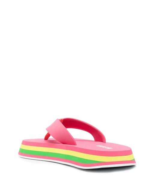 MSGM Pink Thong-Strap Chunky Flip Flops