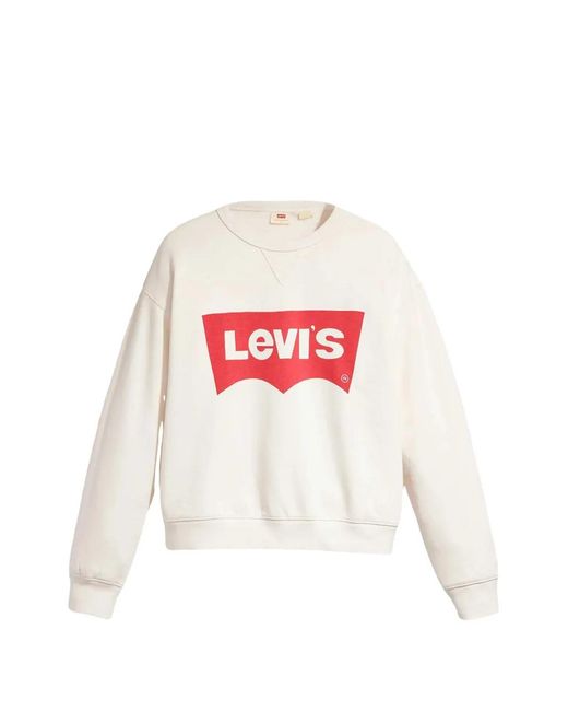 Levi's White Graphic Signature Crew Logo-Print Sweatshirt