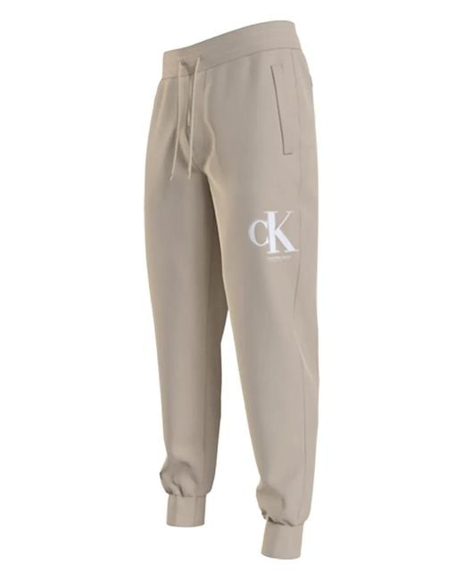 Calvin Klein Gray Logo Drawstring Track Pants for men