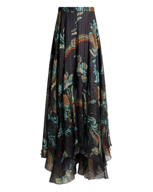 Falda larga con estampado floral Etro de color Black