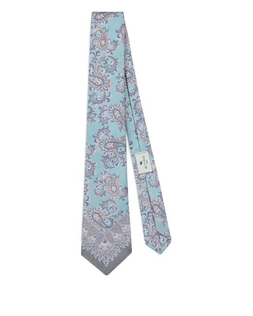 Etro Blue Jacquard Floral Tie for men