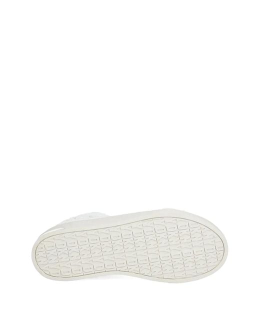 DKNY White Yaser Lace-Up Side-Zip Sneakers