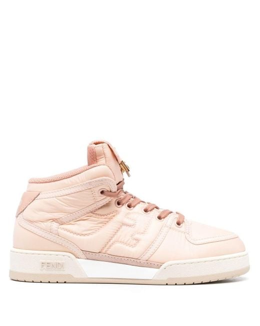 Fendi Pink Ff-embossed High-top Sneakers