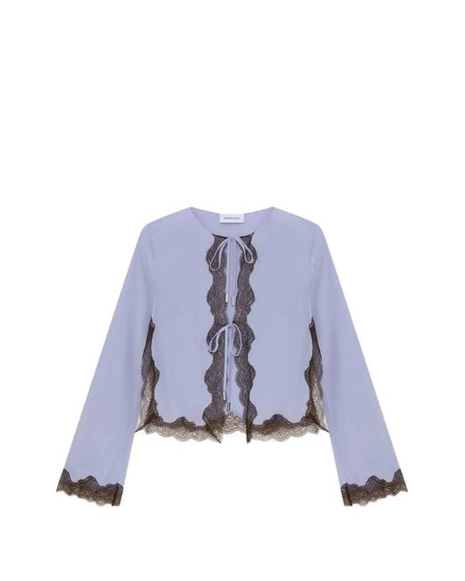 16Arlington Blue Filipa Lace-Trim Cardigan