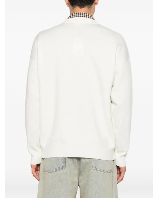 Drole de Monsieur White Maille Drôle Shell Sweater for men