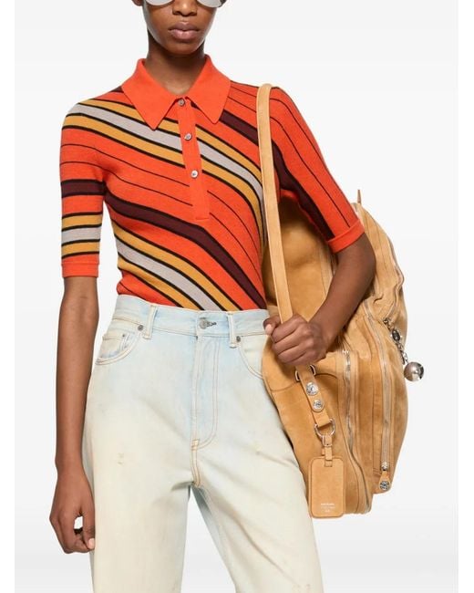Acne Orange Polo À Rayures